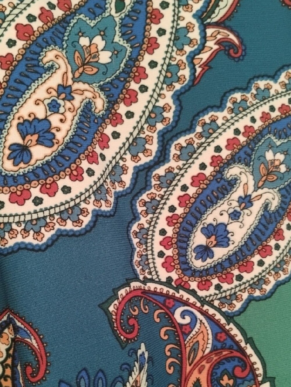 Jones New York Green and Blue Paisley Long-Sleeve V-Neck Top - Picture 3 of 3